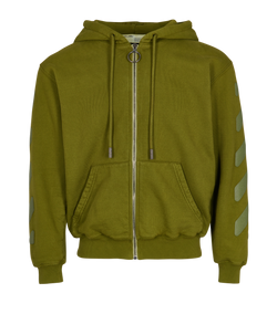 Off-White Zip Hoodie, Cotton, Green, Sz S, 3*