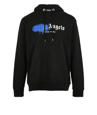 Palm Angels New York Sprayed Logo Hoodie, £130, Clothing, Black, Cotton, Front view