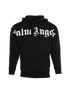 Palm Angels Logo Hoodie, &pound;150, Clothing, Black, Cotton, Front view