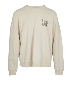 Palm Angels Logo-Embroidered Jumper, Mens, Cotton/Linen, Beige, Sz L, 3*
