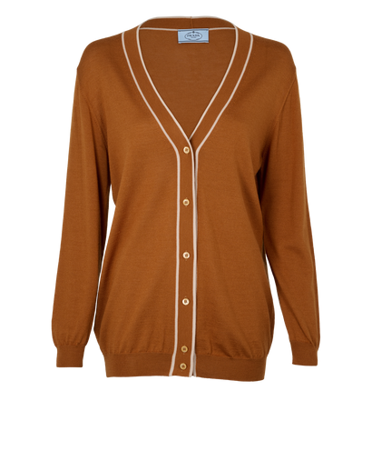 Prada V-Neck Cardigan, &pound;180, Clothing, Tan, Wool, Front view