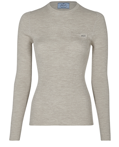 Prada Crew Neck Ribbed Knit Sweater, front view
