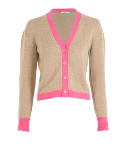 Prada Contrast Trim Cardigan, Cashmere, Beige/ Pink, UK8, 2*