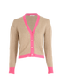 Prada Contrast Trim Cardigan, &pound;180, Clothing, Beige/Pink, Cashmere, Front view