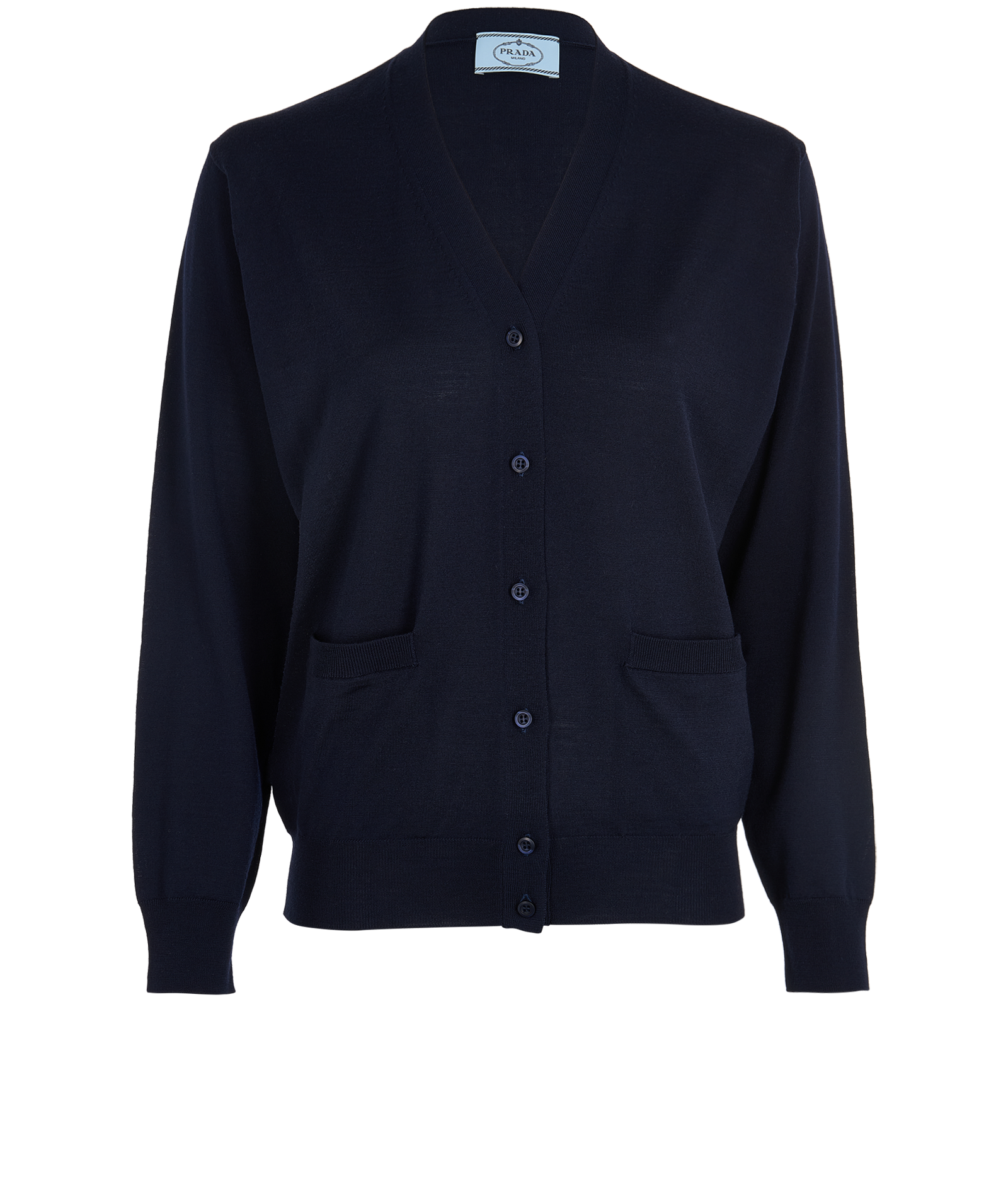 トップス PRADA NAVY WOOL V-NECK SWEATER Prada V-neck Wool Sweater In Navy | ModeSens