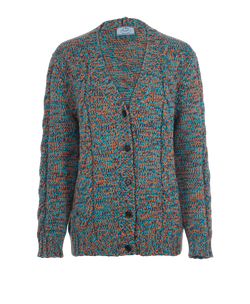 Prada Chunky Knit Cardigan, Wool, Multi, UK 8, 3*