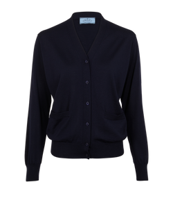 Prada Cardigan, Wool, Navy, Sz S, 2*