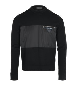Prada Nylon Panel Knit Jumper, Mens, Polyamide, Black, Sz M, 3*