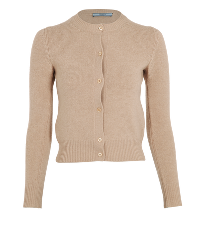 Prada Round-Neck Cardigan, &pound;195, Clothing, Beige, Cashmere/Wool, Front view