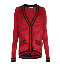 Saint Laurent Metallic Cardigan, Viscose, Red, Sz L, 3*