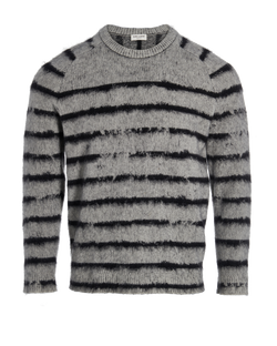 Saint Laurent Striped Jumper, Mens, Wool/Mohair, Grey, Sz M, 3*