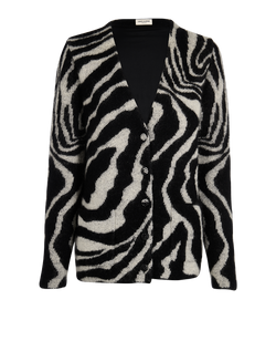 Saint Laurent Zebra Patterned Cardigan, Mohair, Black/White, Sz XS, 2*