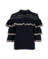 Self-Portrait Knitted Frill Sweater, &pound;80, Clothing, Navy/White, Wool, Front view