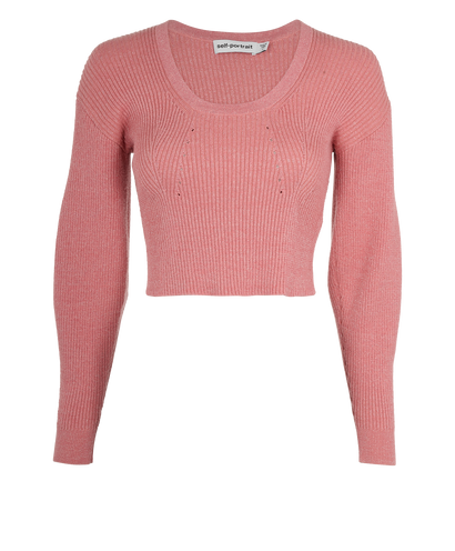 Self Portrait Cropped Jumper, &pound;70, Clothing, Pink, Cotton, Front view