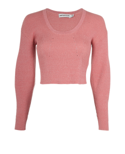Self Portrait Cropped Jumper, Cotton, Metallic Pink, Sz S, 3*