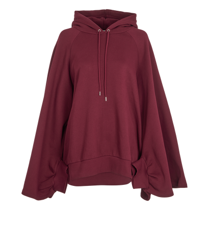 Stella McCartney Bell Sleeve Hoodie, £290, Clothing, Burgundy, Cotton, Front view