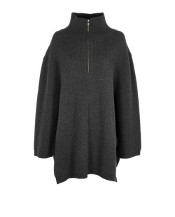 Toteme Oversized Fishmen Zipper Jumper, Wool/Poly, Grey, Sz XS, 3*