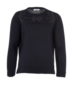 Valentino Studded Sweatshirt, Viscose, Navy, Sz L, 3*