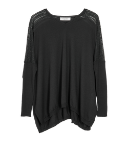 Valentino V-Neck Beaded Jumper, Wool, Black, Sz L, 3*