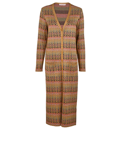 Valentino Chevron Knitted Long Cardigan, £550, Clothing, Gold, Viscose, Front view
