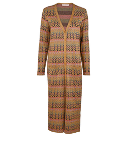 Valentino Chevron Knitted Long Cardigan, Viscose, Gold, Sz M, 3*