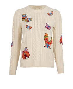 Valentino Butterfly Jumper, Wool/Yack, Cream, Sz XS, 2*