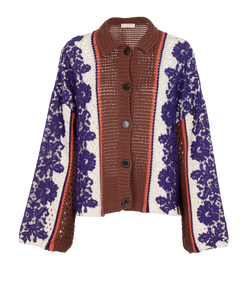 Valentino Lace Trim Cardigan, Cotton, Multi, Sz L, 2*