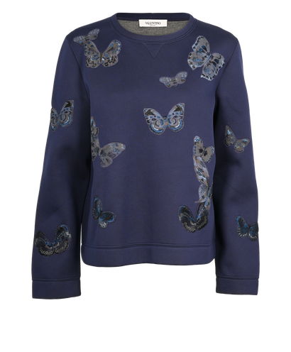 Valentino Butterfly Sweatshirt, &pound;180, Clothing, Blue, Modal, Front view