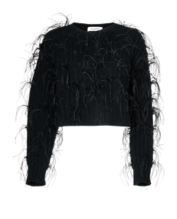 Valentino Cropped Feather Jumper, Wool, Black, Sz M, 2*