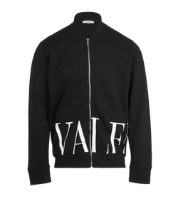 Valentino Logo Zip Up Jumper, Cotton, Black, Sz XL, 3*