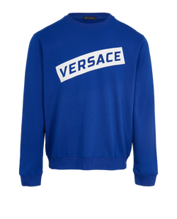 Versace Logo Print Jumper, Mens, Cotton, Blue, Sz L, 3*