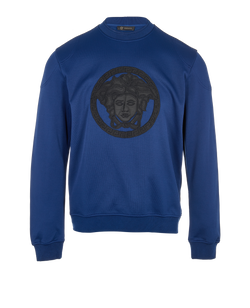 Versace Medusa Sweatshirt, Mens, Cotton, Blue, Sz L, 3*