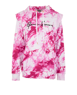 Versace Logo Tie-Dye Hoodie, Cotton, Pink/White, UK6, 3*
