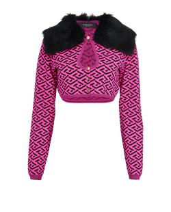 Versace Cropped Cardigan, Viscose, Pink/Black, UK12, 3*