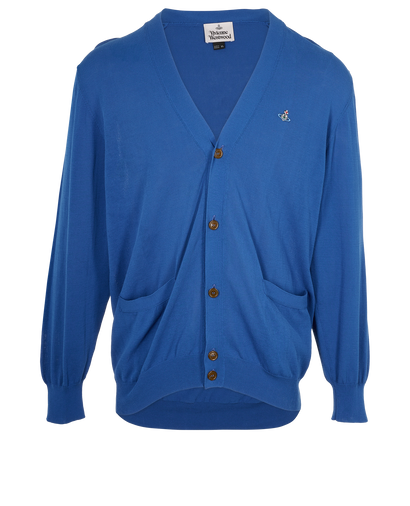Vivienne Westwood Orb Embroidered Cardigan, &pound;110, Clothing, Blue, Cotton, Front view
