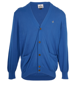 Vivienne Westwood Orb Embroidered Cardigan, Mens, Cotton, Blue, Sz XL, 3*