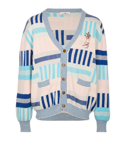 Vivienne Westwood Rug Cardigan, Mens, Cotton/Poly, Blue/White, Sz XL, 3*