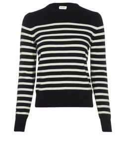 Saint Laurent Striped Jumper,  Cashmere, Black/White, S, 3*
