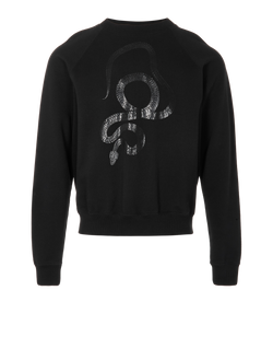 Saint Laurent Snake Print Sweatshirt, Mens, Cotton, Black, Sz L, 2*