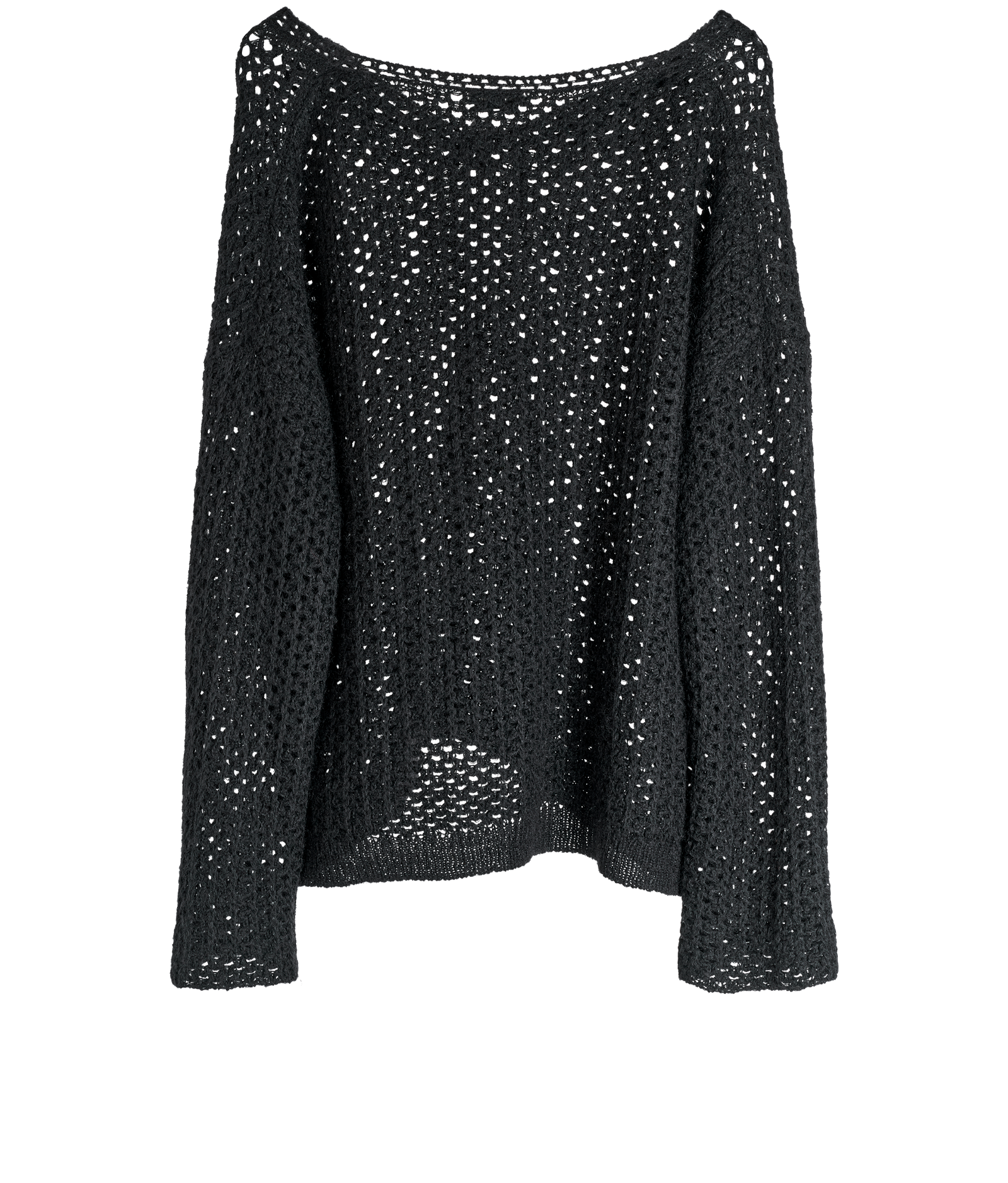 Saint Laurent Crochet Knit Jumper, &pound;175, Clothing, Black, Mohair/Wool, Back view