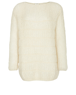 Saint Laurent Oversized Loose Knitted Jumper, Mohair, Cream, M