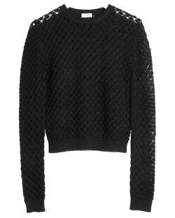 Saint Laurent Open Knit Fitted Jumper, Linen, Black, Sz S, 3*