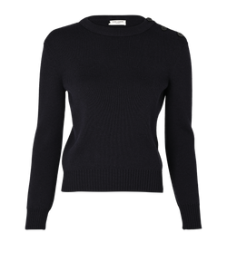 Saint Laurent Button-Shoulder Jumper, Cotton/Wool, Navy, Sz XS, 3*