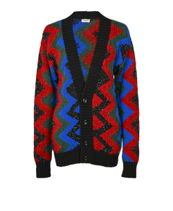 Saint Laurent Grandpa Sequin Cardigan, Wool, Multi, SZ XS, 3*