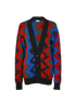 Saint Laurent Grandpa Sequin Cardigan, £310, Clothing, Black/Green/Red, Wool, Front view