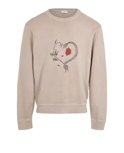 Saint Laurent 2018 Floral & Snake Jumper, Mens, Cotton, Beige, Sz M, 3*