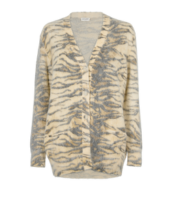 Saint Laurent 2015 Animal Print Cardigan, Mohair/Nylon, Cream, Sz XS, 3*