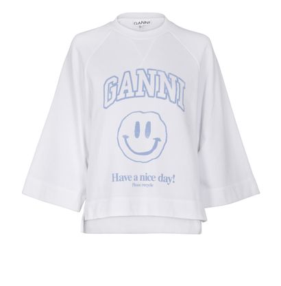 Ganni Isoli Oversized Smiley Raglan Sweatshirt, front view