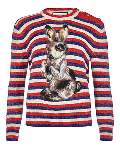 Gucci Striped Rabbit Logo Sweater, front view