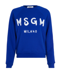 MSGM Logo Long Sleeves Sweatshirt, Cotton, Blue, S